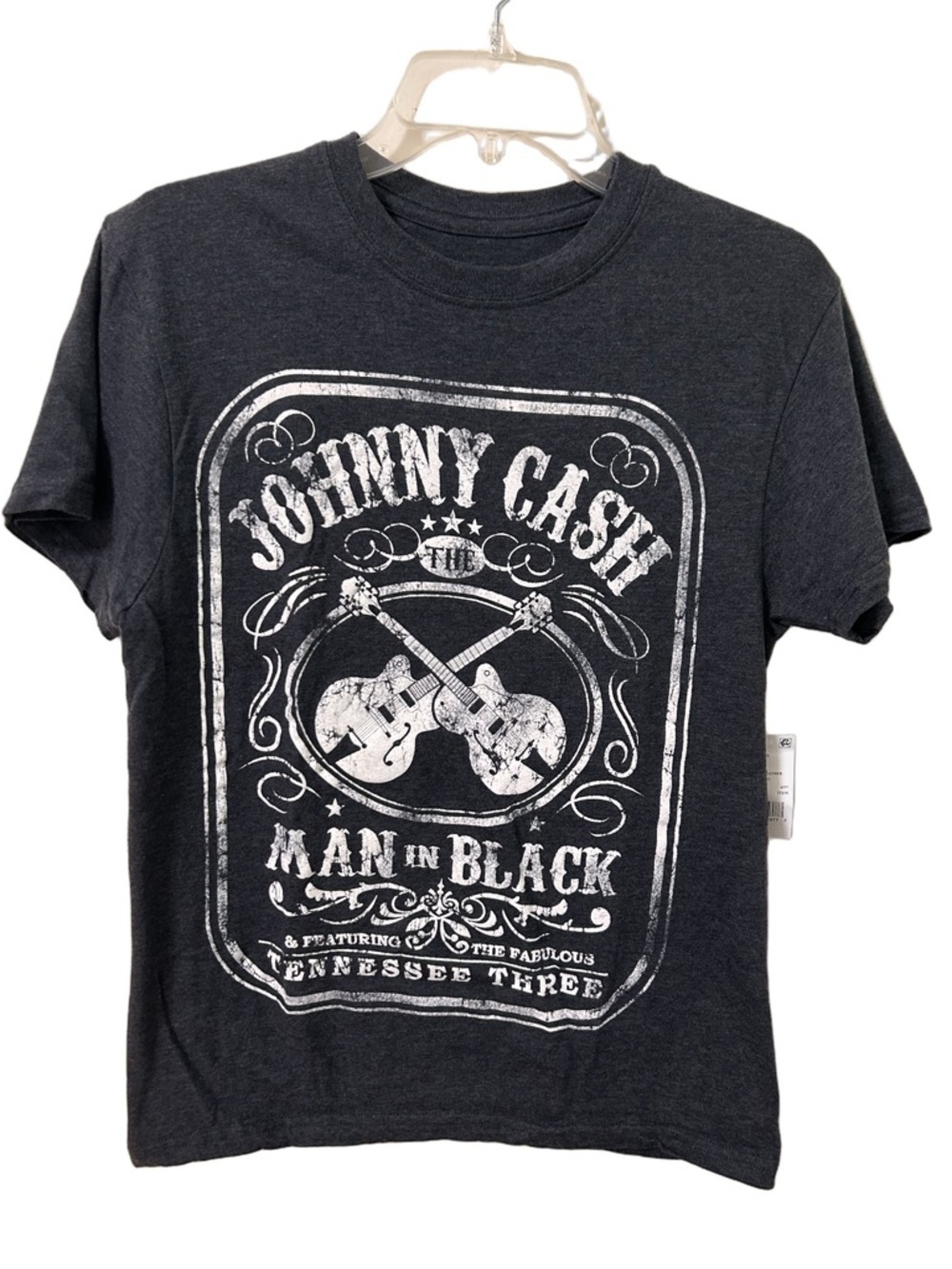 Johnny Cash 'Man in Black' Graphic T-Shirt charcoal gray women size S NWT